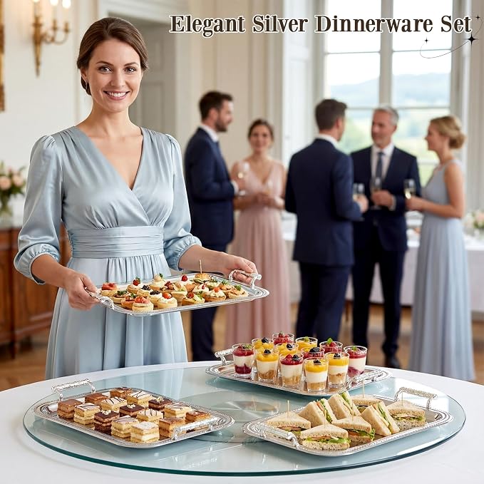 4 Pack Stainless Steel Serving Tray - Image 2