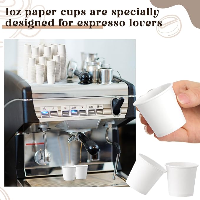 300 Pack 1oz Mini Coffee Cups Disposable Paper Cups Hot or Cold Beverage Cup - Image 7