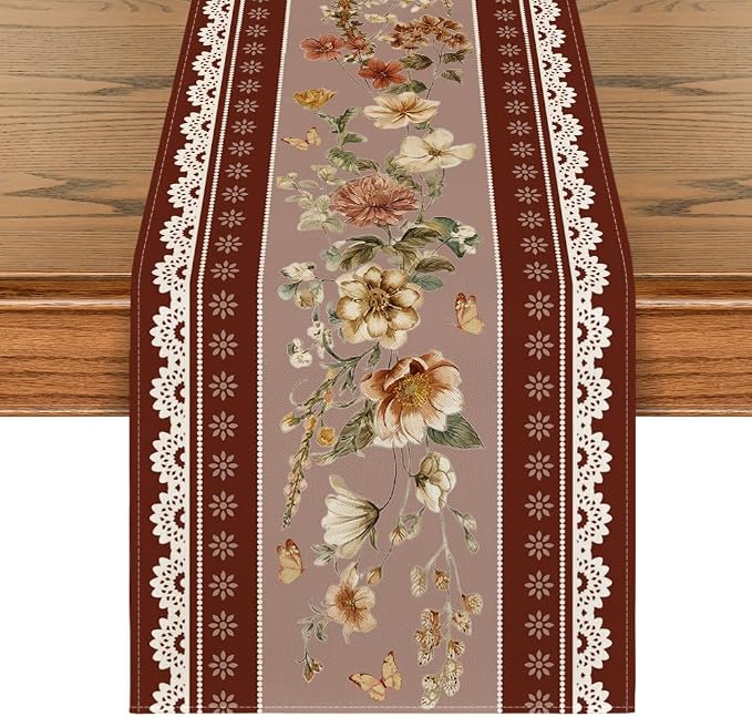 Artoid Mode 210 GSM Fall Table Runner 13x36 Inch Home Party Decor | Brown by ArtoidMode