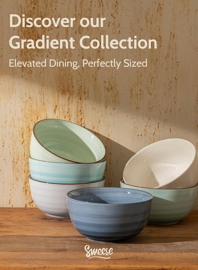 Sweese 10 Oz Ceramic Ice Cream Bowls, Dishwasher Microwave Safe Dessert Bowls - Image 8