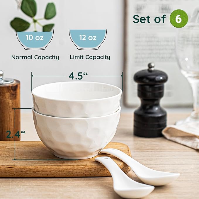 HOMBENE Porcelain Soup Bowls, 4.5 Inch Oatmeal Bowls, Kitchen Bowl Set - Image 3