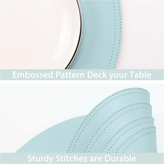 Set of 8 Faux Leather Round Placemats and Coasters, Coffee Mats Kitchen Table - Image 5