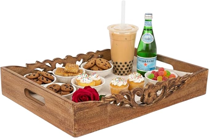 Orchid Mango Wood Serving Tray by MelaArtisans