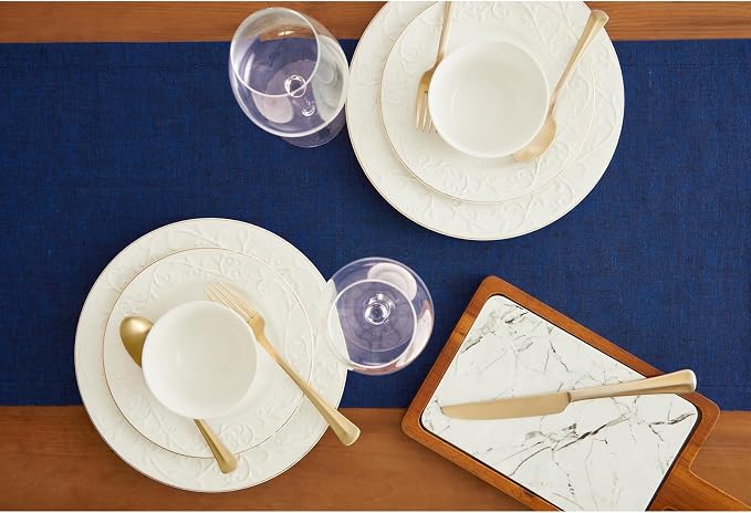 Solino Home 100% Pure Linen Table Runner Royal Blue, Athena 14 x 120 in | Table - Image 3