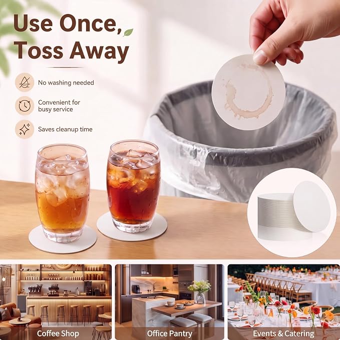 TaoBary 800 Pcs Round Cardboard Paper Coasters Bulk 1mm, 4 Inch Disposable - Image 4