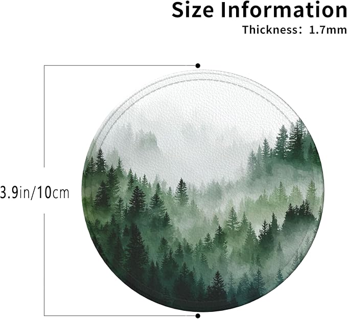 Forest Coasters Leather Round Drink Coasters 6 Pcs Set - Image 3