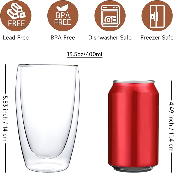 CNGLASS Double Wall Thermo Glass Coffee Cup 13.5 oz - Image 2