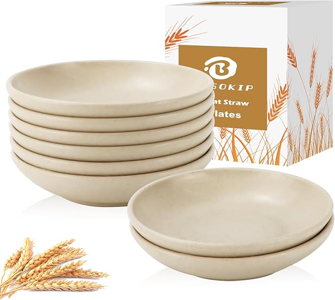 4 Inch Wheat Straw Plates 8 Pieces, Lightweight and Unbreakable Dipping Bowls by BUSOKIP