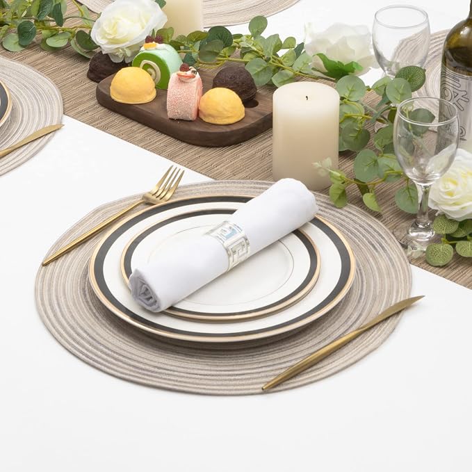 SHACOS Round Braided Placemats 15 inch Set of 6 Washable Kitchen Table Placemats - Image 6