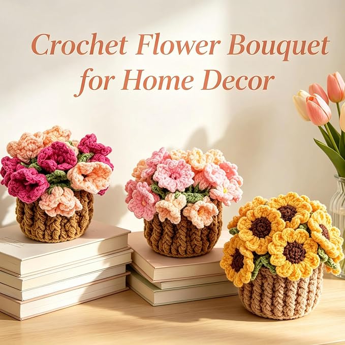 Crochet Coasters for Desk Decor Crochet Sunflower Gifts for Women | Crochet - Image 4