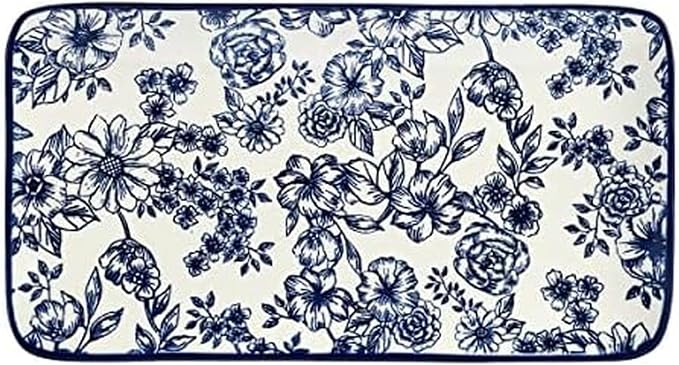 Pfaltzgraff Gabriela Blue Floral Rectangle Platter, 14.75 Inch by Pfaltzgraff