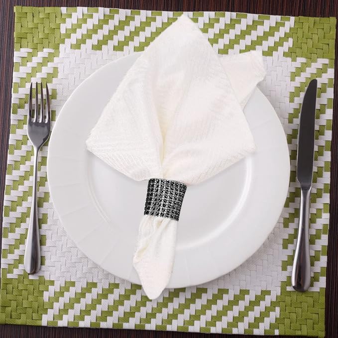 Black Napkin Rings Bulk Set of 150pcs, Diamond Crystal Rhinestone Napkin Rings - Image 4