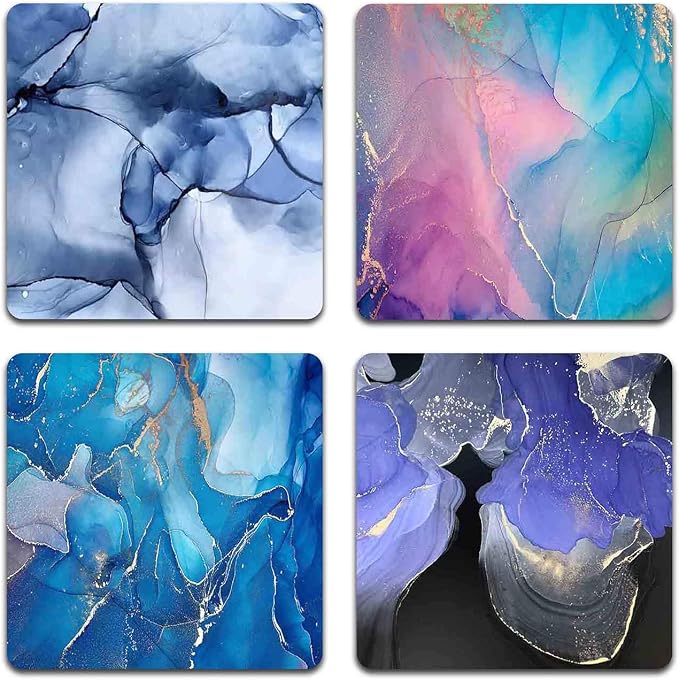 Marbling Square Coaster Set by QJ+CMJ