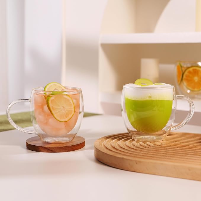 CNGLASS 12oz Double Walled Glass Coffee Mugs, Insulated Glass Mugs - Image 4
