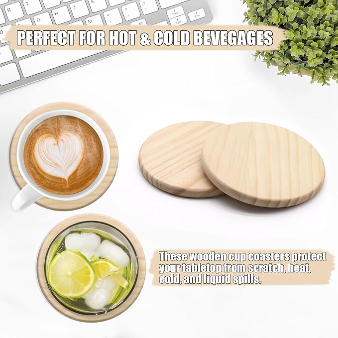 60 Pack 4 Inch Unfinished Round Wood Coasters - Image 6