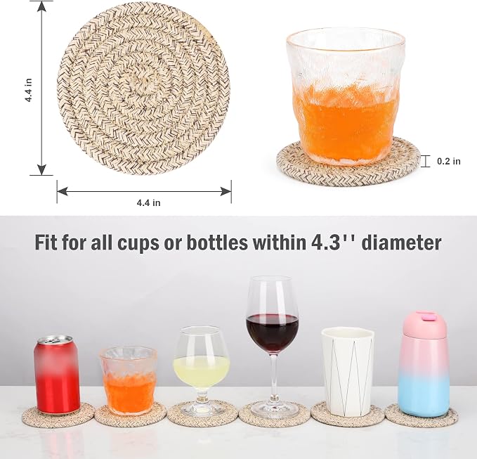 ABenkle Drink Coasters with Holder Set of 10, Cotton Woven Absorbent Coasters - Image 2