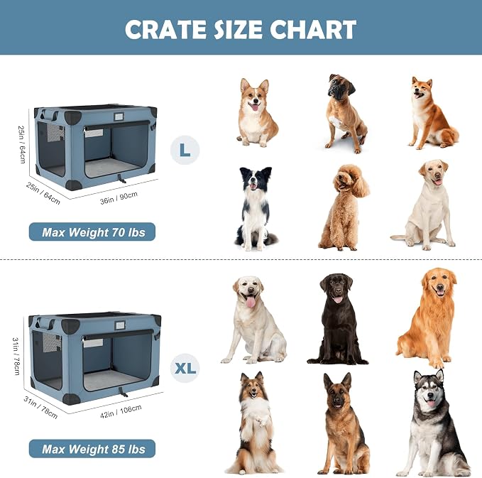 42 Inch Foldable Dog Travel Crate Blue - Image 6