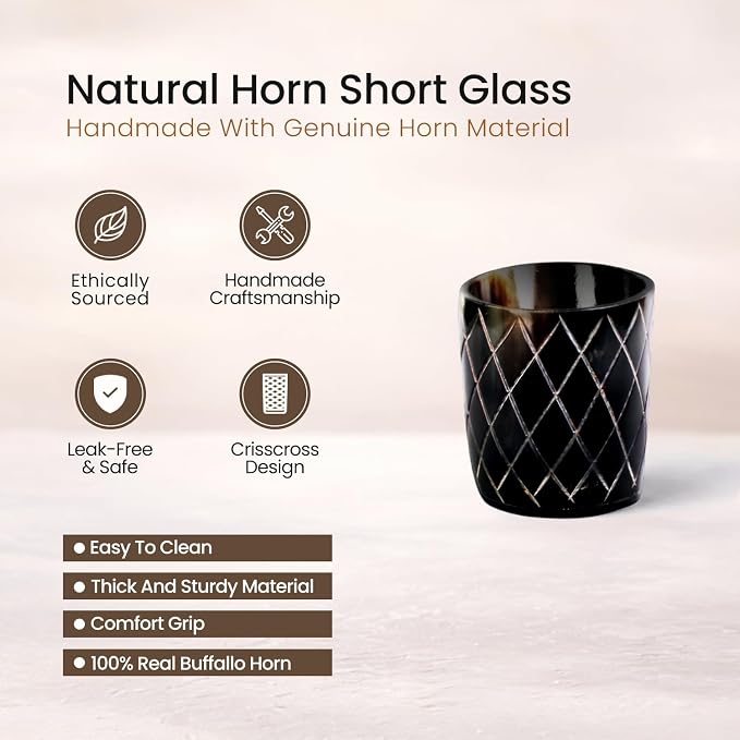 Handicrafts Home Viking Horn Shot Glasses Set of 4, Handmade Natural Ox Horn - Image 2
