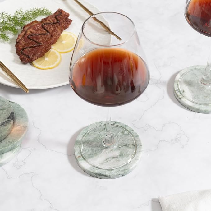 Green Marble Drink Coasters, Natural Stone Coasters - Image 5