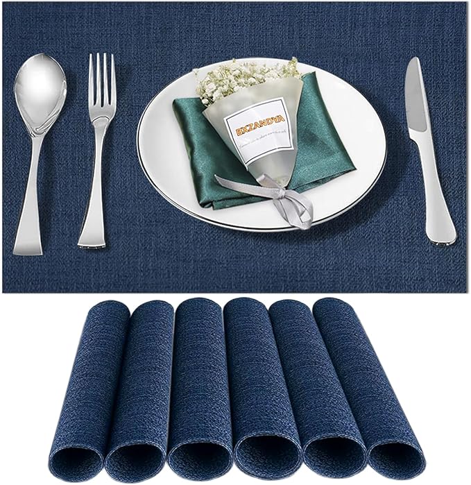 Placemats Set of 6, Vinyl PVC Heat Resistant Washable Placemats Set, Non Slip by BxzanDya-LifeSmartMaker
