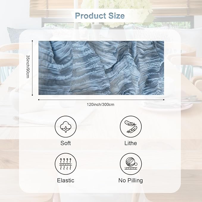 1 Pack Dusty Blue Cheesecloth Table Runner 35x120 Inch 10Ft Rustic Gauze Cheese - Image 4