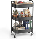 DTK 3 Tier Rolling Cart with Wheels, Heavy Duty Metal Utility Cart, Mobile by DTK