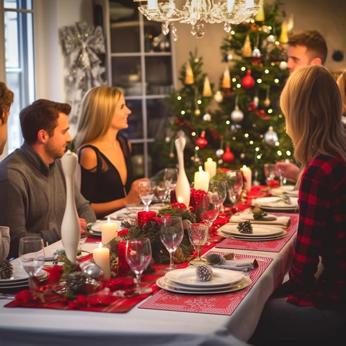 Aofmee Christmas Placemats Set of 6, Washable Christmas Place Mats - Image 5