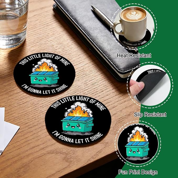 This Little Light of Mine I’m Gonna Let It Shine Drink Cup Holder Coaster Set - Image 3
