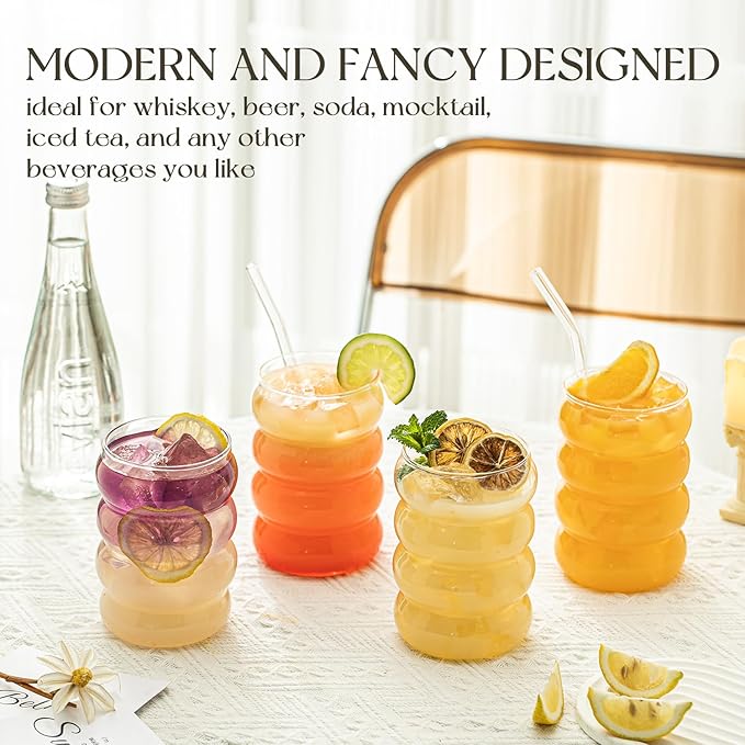 KEMORELA 18oz Wave Shape Beverage Glasses - Image 2