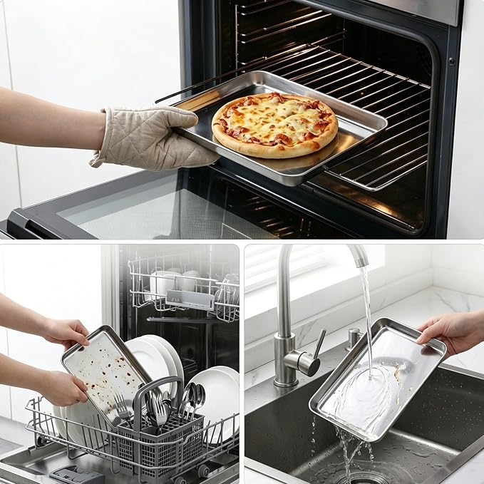 12 Pack Stainless Steel Plates Metal Plates Metal Food Tray Plate Small Baking - Image 5