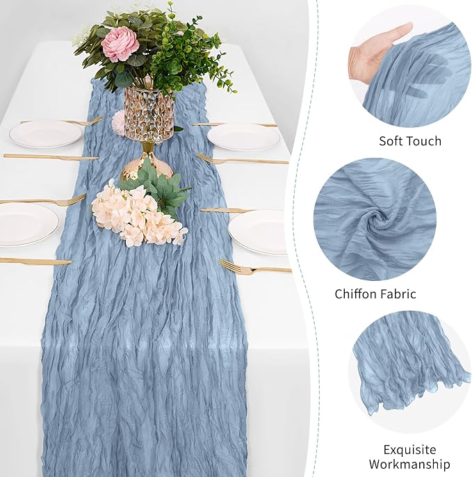 25 Pack Dusty Blue Cheesecloth Table Runner 17 x 108 Inch Gauze Table Runner - Image 5