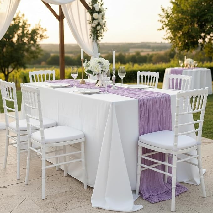8 Pack Lilac Purple Cheesecloth Table Runner 120 Inch Boho Wedding Decor | - Image 8