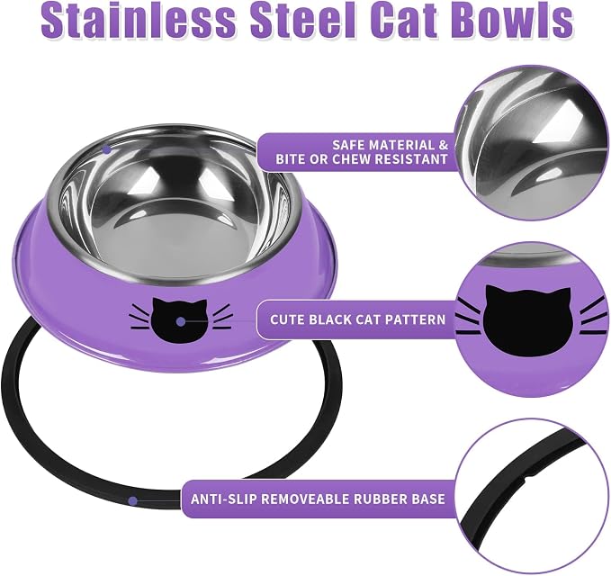 Serentive 3 Pcs Non-Slip Stainless Steel Small Cat Food Bowls - Image 3