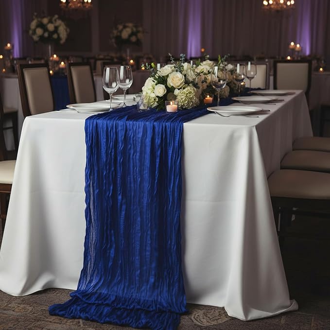 6 Pack Royal Blue Cheesecloth Table Runner 120 Inch Boho Wedding Decor | - Image 8