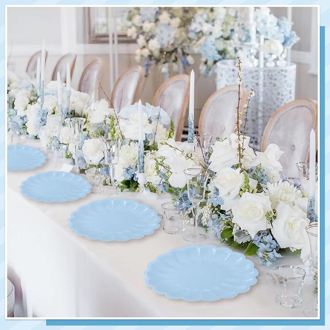NatNarr 30 Pcs Light Blue Paper Plates 9.5 In Blue Plates Disposable | Heavy - Image 8