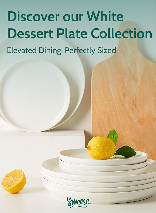 Sweese 7.4 Inch Porcelain Dessert Plates, Microwave Oven Safe - Image 8