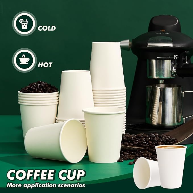 8 oz Paper Coffee Cups 1000 Pack White | Disposable, Hot Coffee Cup, To Go Cups - Image 8