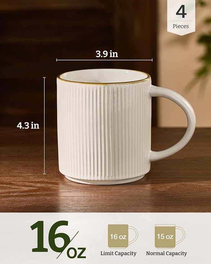 famiware Coffee Mug Set for 4, Star 16 oz Catering Mugs Cup Set - Image 4