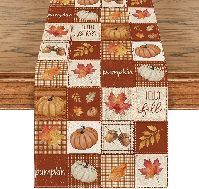 Artoid Mode 210 GSM Fall Table Runner 13x36 Inch Home Party Decor | Plaid by ArtoidMode