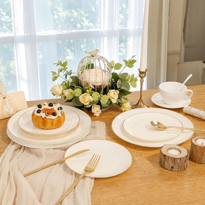 PULOTE 100PCS Ivory Plastic Plates - Image 5
