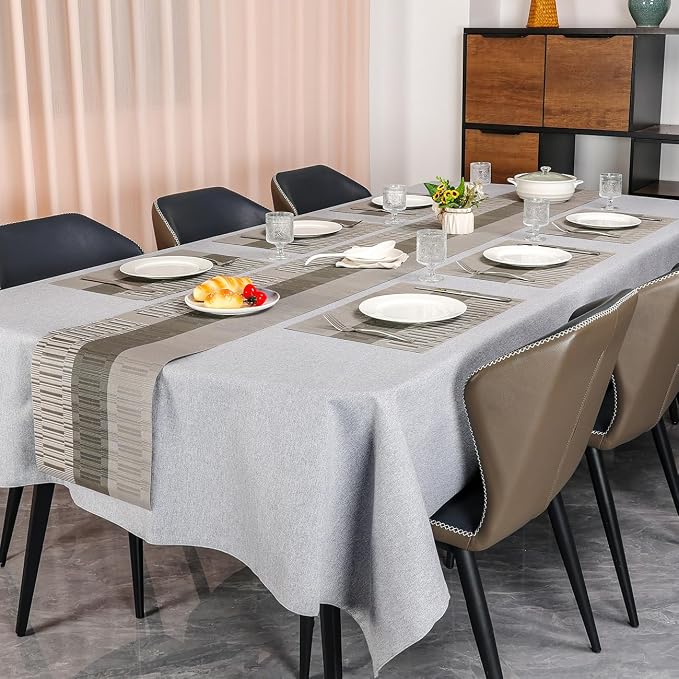 Table Runner 88 Inches Long, Vinyl Woven Farmhouse Table Runners | Washable - Image 6