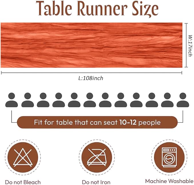 25 Pack Orange Cheesecloth Table Runner 17 x 108 Inch Gauze Table Runner Fabric - Image 2