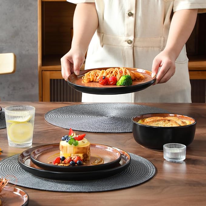vancasso Plates and Bowls Sets, 18 Pieces Stoneware Dinnerware Sets - Image 6