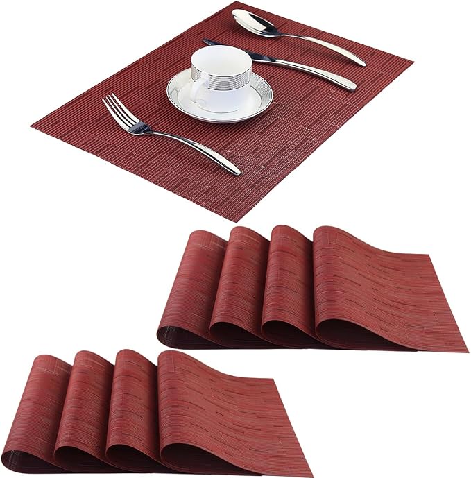 PIGCHCY Placemats Set of 8 Washable Durable Place Mats Vinyl Heat Resistant by PIGCHCY