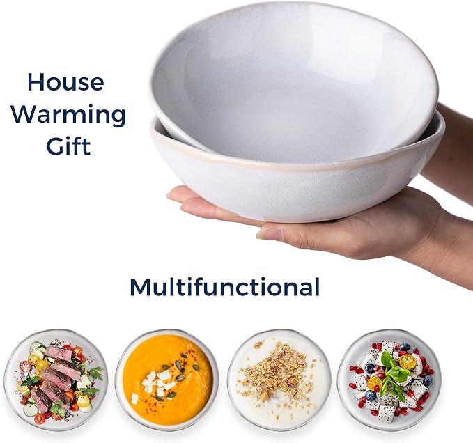 AmorArc Ceramic Cereal Bowls Set of 6, 24 oz Handmade Stoneware Bowls Set - Image 6