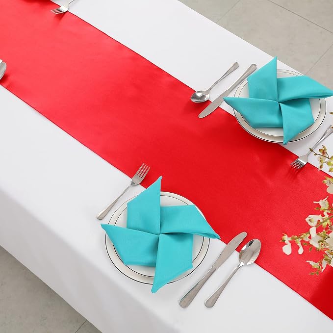 Horbaunal 24 Pack Red Satin Table Runner 12 x 108 Inch | Smooth Table Runners - Image 4