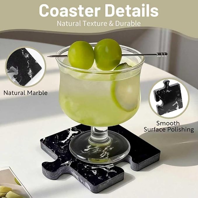 Marble Coasters Set of 4, Marble Modern Insulated Coaster - Image 2
