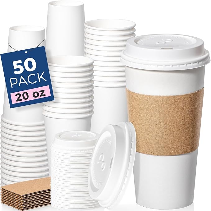Fit Meal Prep 50 Pack 20 oz Disposable Coffee Cups by FMPBRANDS