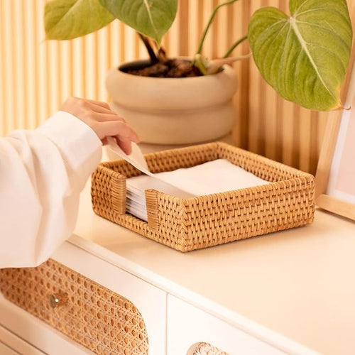 2 Pack Rattan Napkin Holder Square, Napkin Holders - Image 2