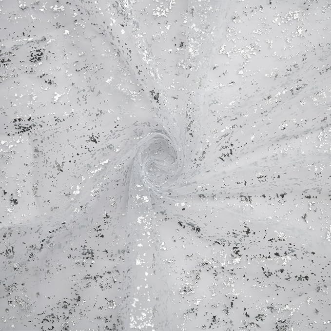 Artoid Mode White Silver Gauze Table Runner 120 Inch 10FT, Glitter Metallic - Image 5